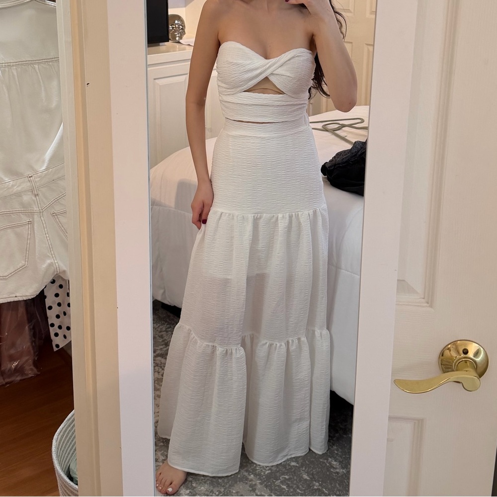 SHEIN White Strapless Two Piece Set